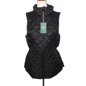 Halara Black Cinched Waist Zip Pocket Quilted Puffer Vest Size Large
